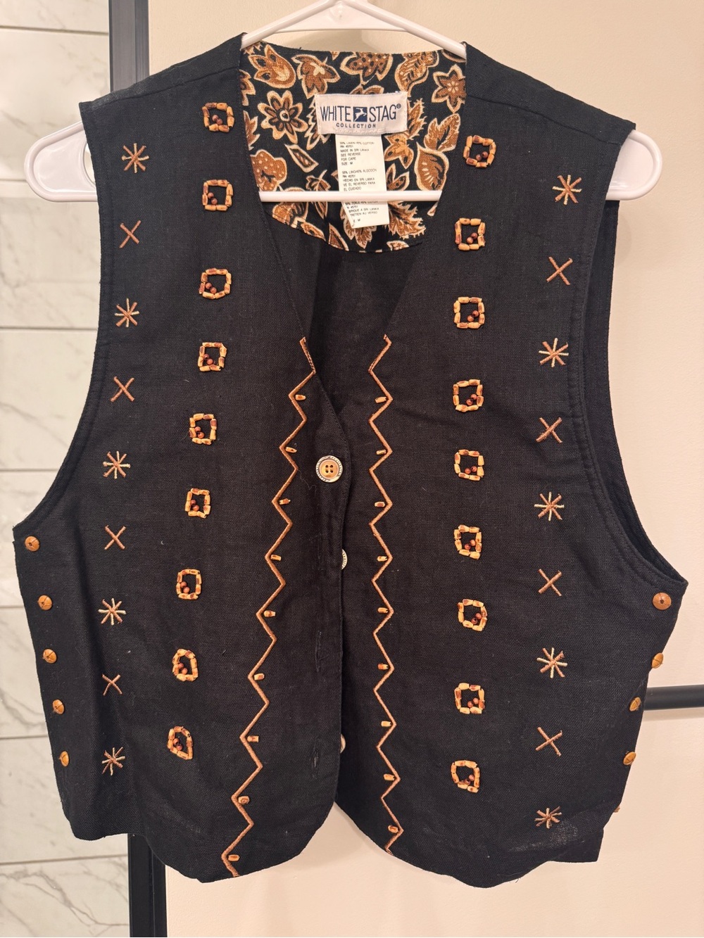 White Stag Black and Brown Floral Print Top